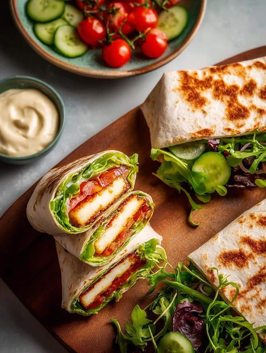 Halloumi Wraps with Sticky