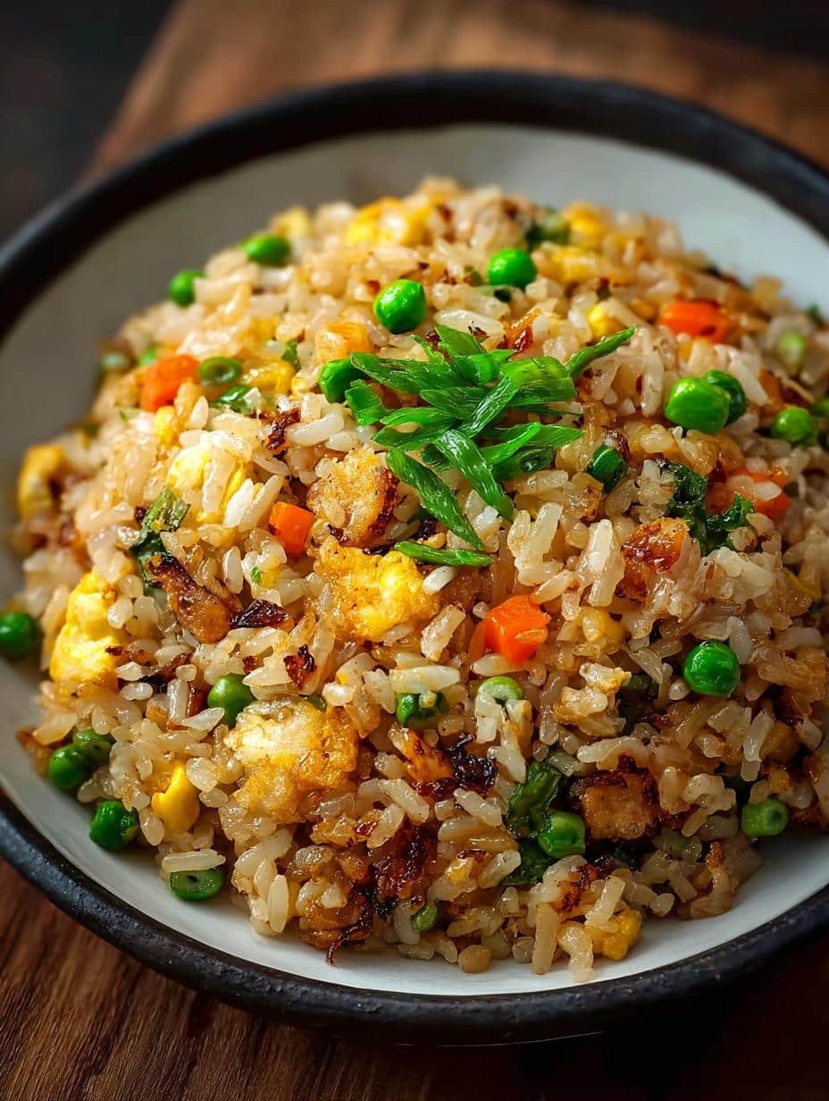 Incredible Japanese Fried Rice with colorful vegetables and egg, ready to serve