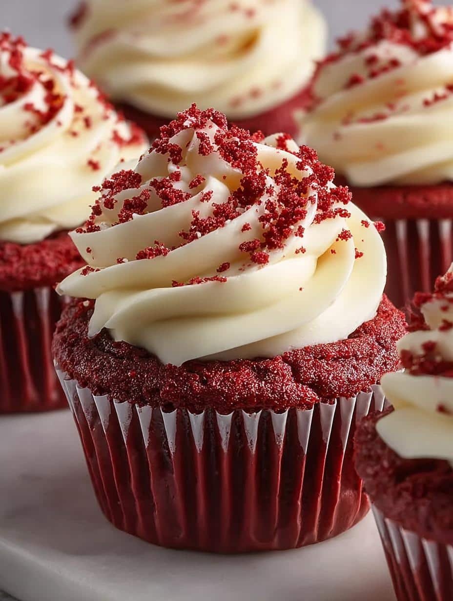 Red Velvet Cupcakes with Cream Cheese Frosting Delight - Red Velvet Cupcakes with - main visual representation