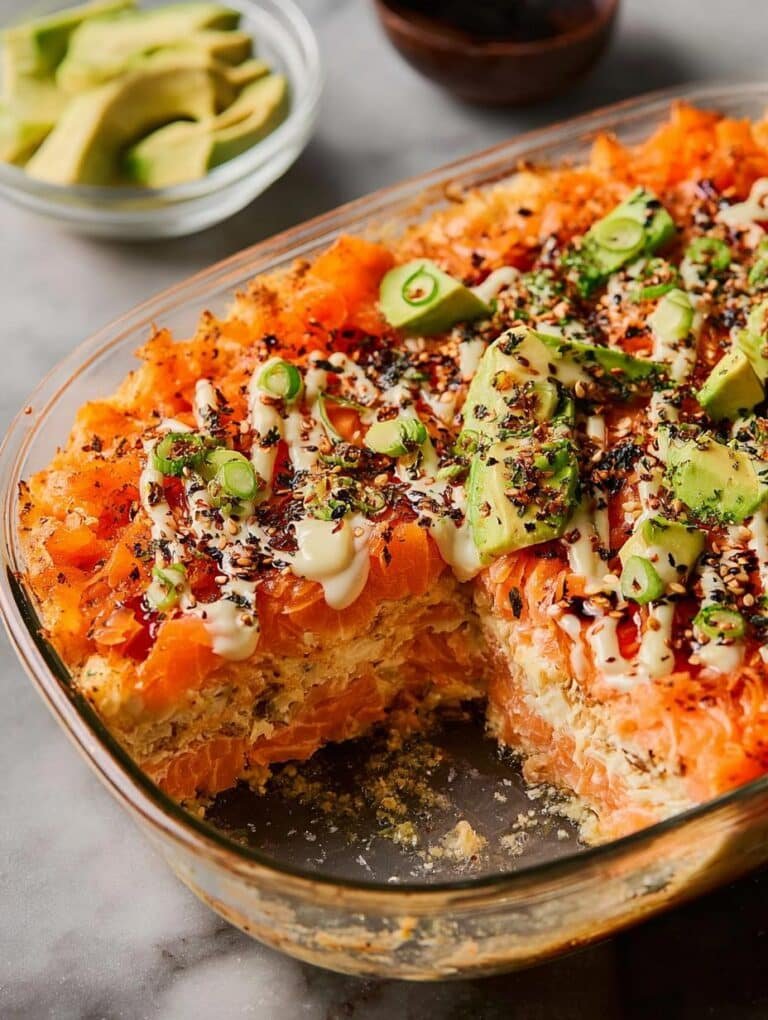 Salmon Sushi Bake with
