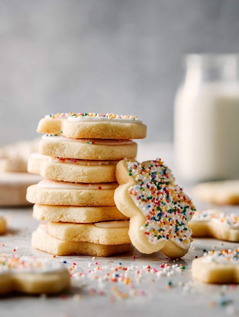 Close-up of freshly baked Sugar Cookies with a golden edge, perfect for decorating