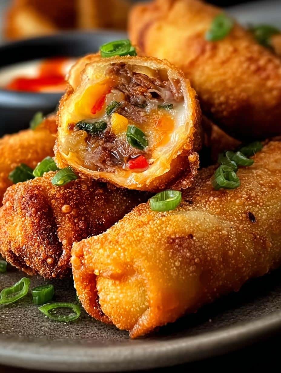 Delicious Voodoo Egg Rolls with a crispy exterior and savory filling, ready to be served