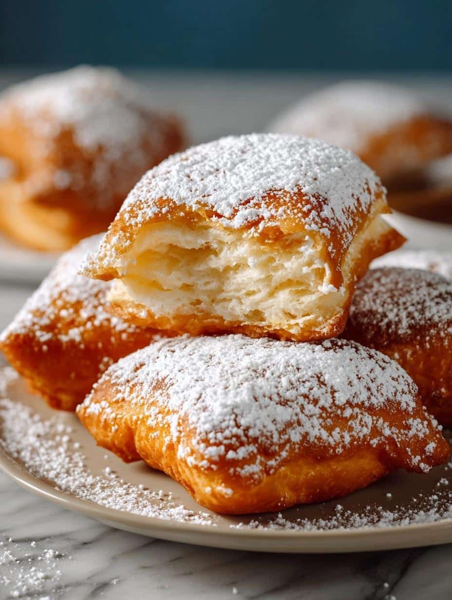 Delicious Air Fryer Beignets dusted with powdered sugar, ready to be enjoyed