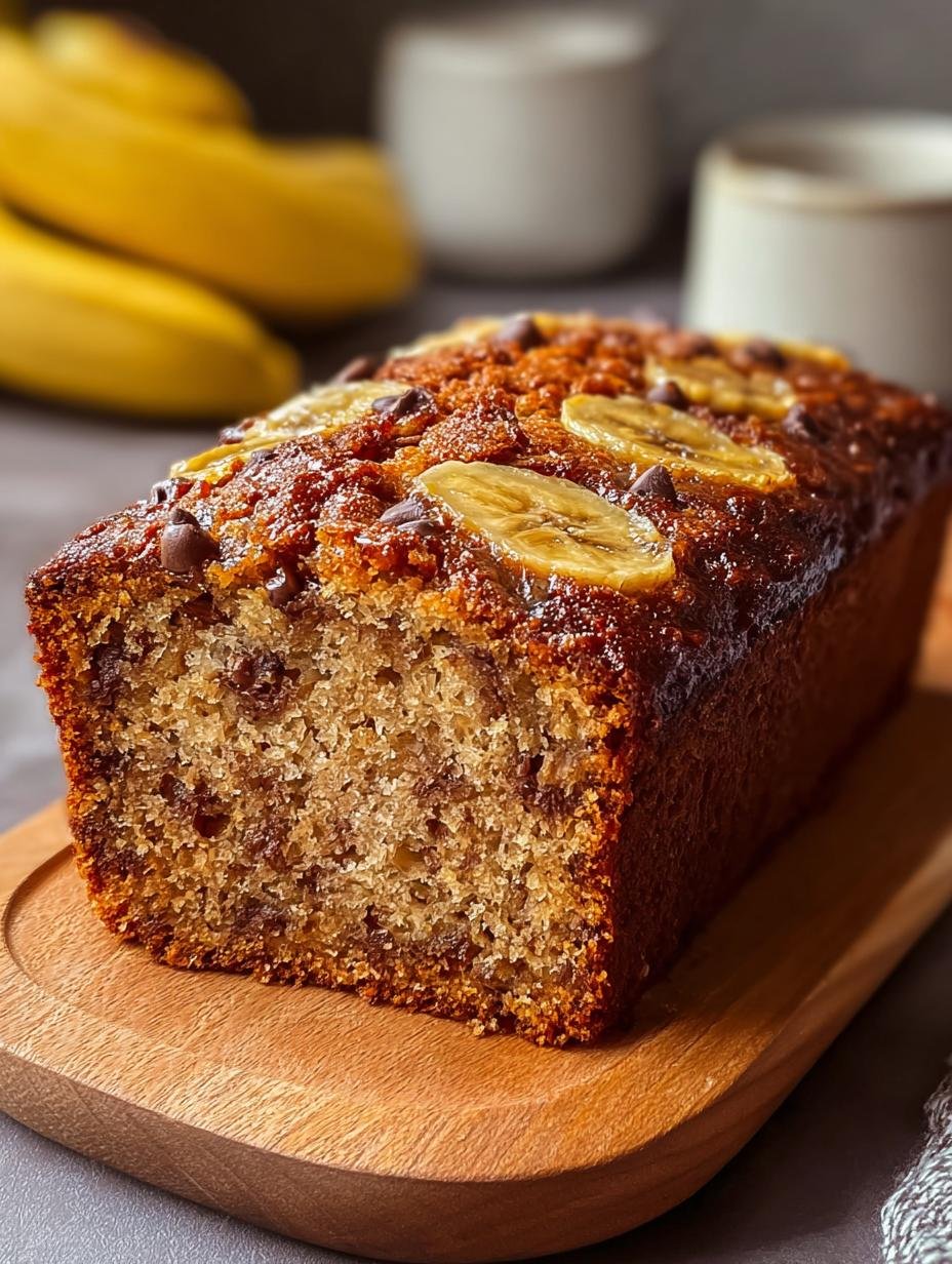 Delicious Banana Bread with Brown Sugar, sliced and ready to eat, showing its moist texture
