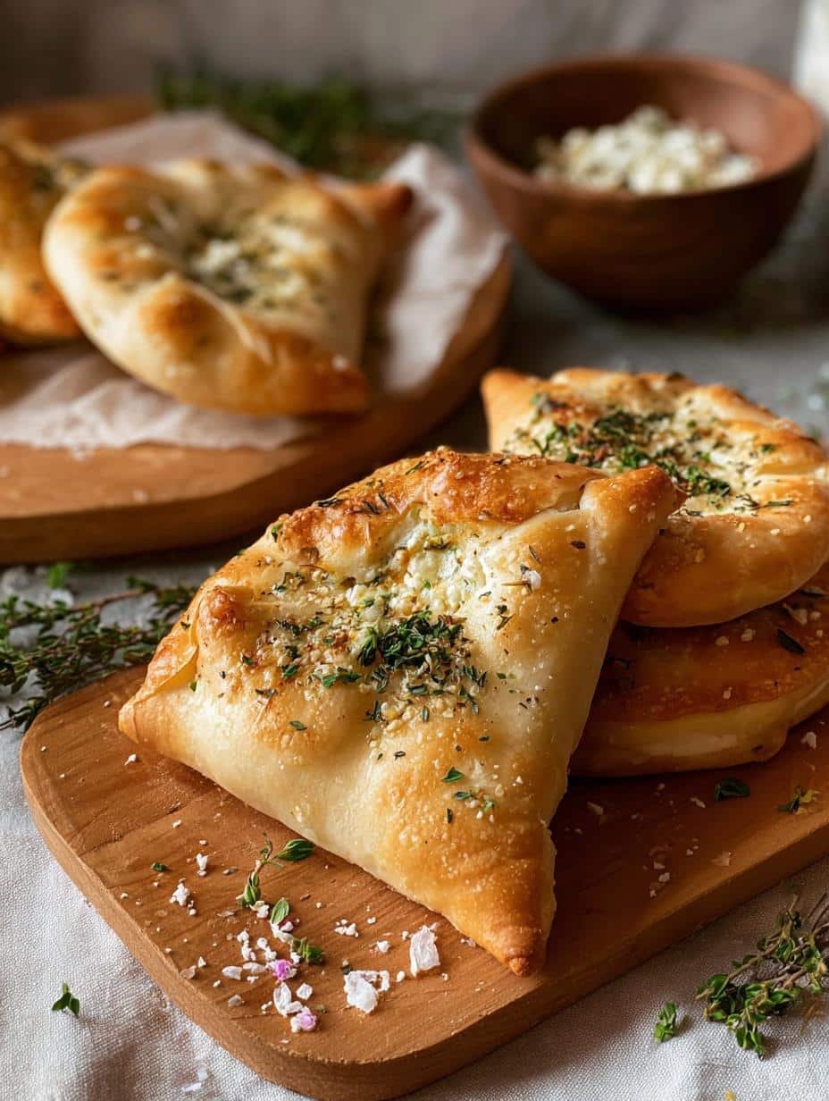 Close-up of a freshly baked Cheese Fatayer, showing the golden crust and cheesy filling