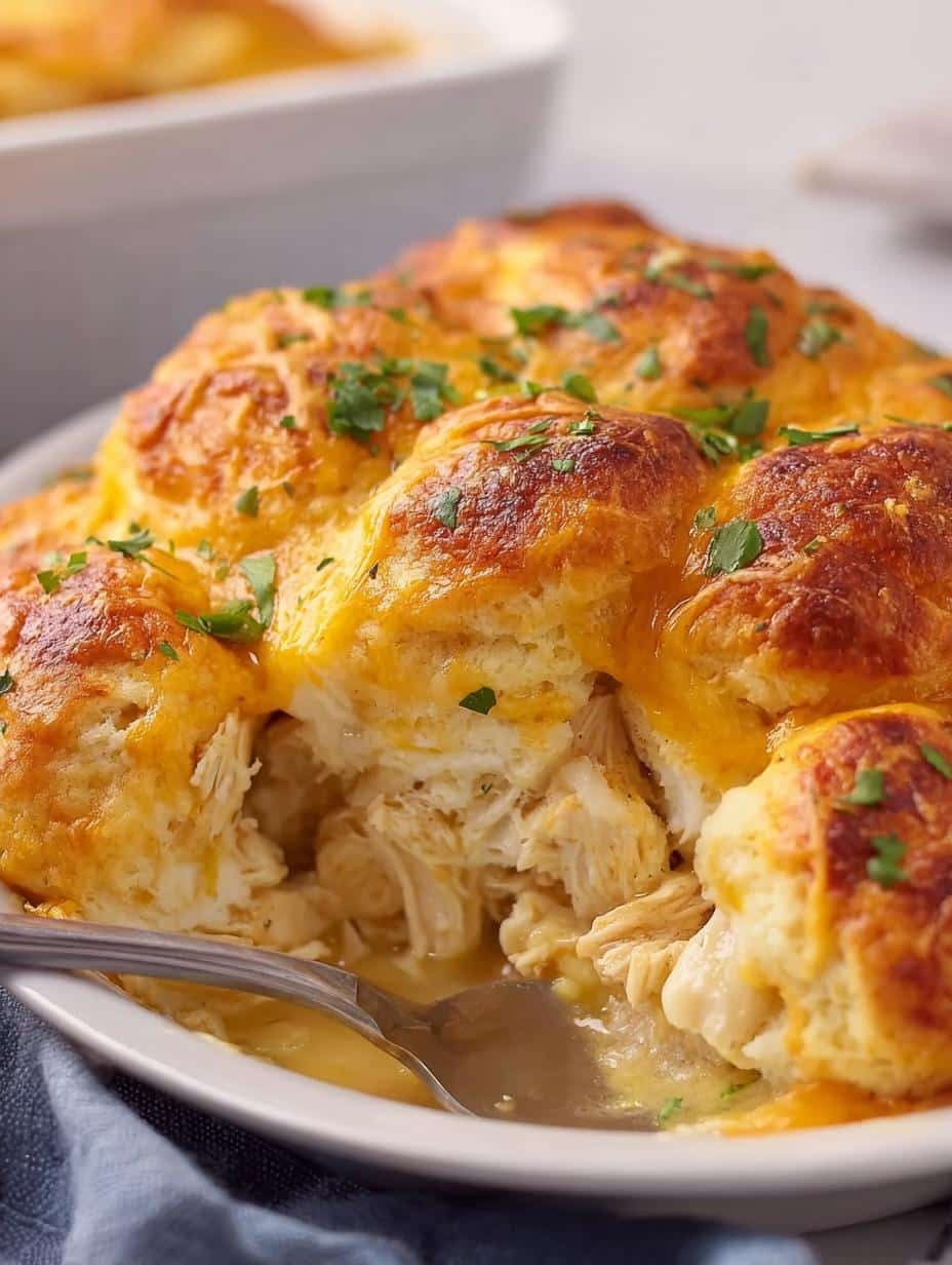 Delicious and comforting Chicken Bubble Biscuit Casserole, perfect for family dinners