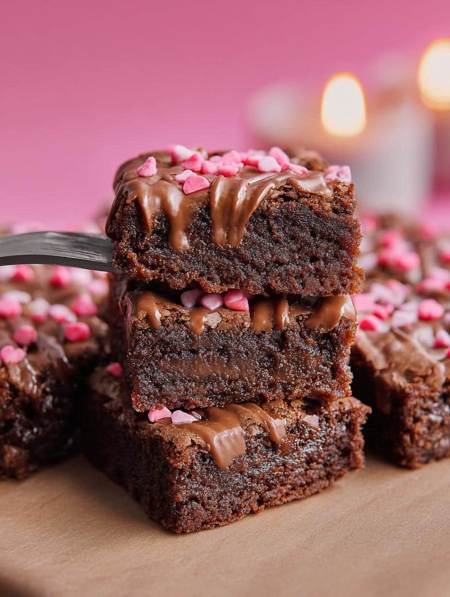 Decadent Valentines Day Triple Chocolate Brownies - Decadent Valentines Day Triple - additional detail of a sliced brownie