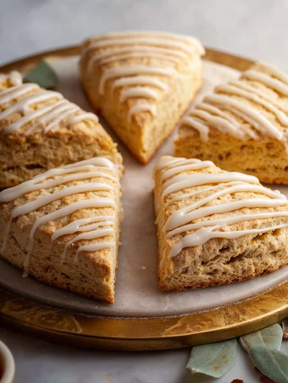Delicious Fluffy Eggnog Scones with a dusting of powdered sugar, perfect for a holiday treat