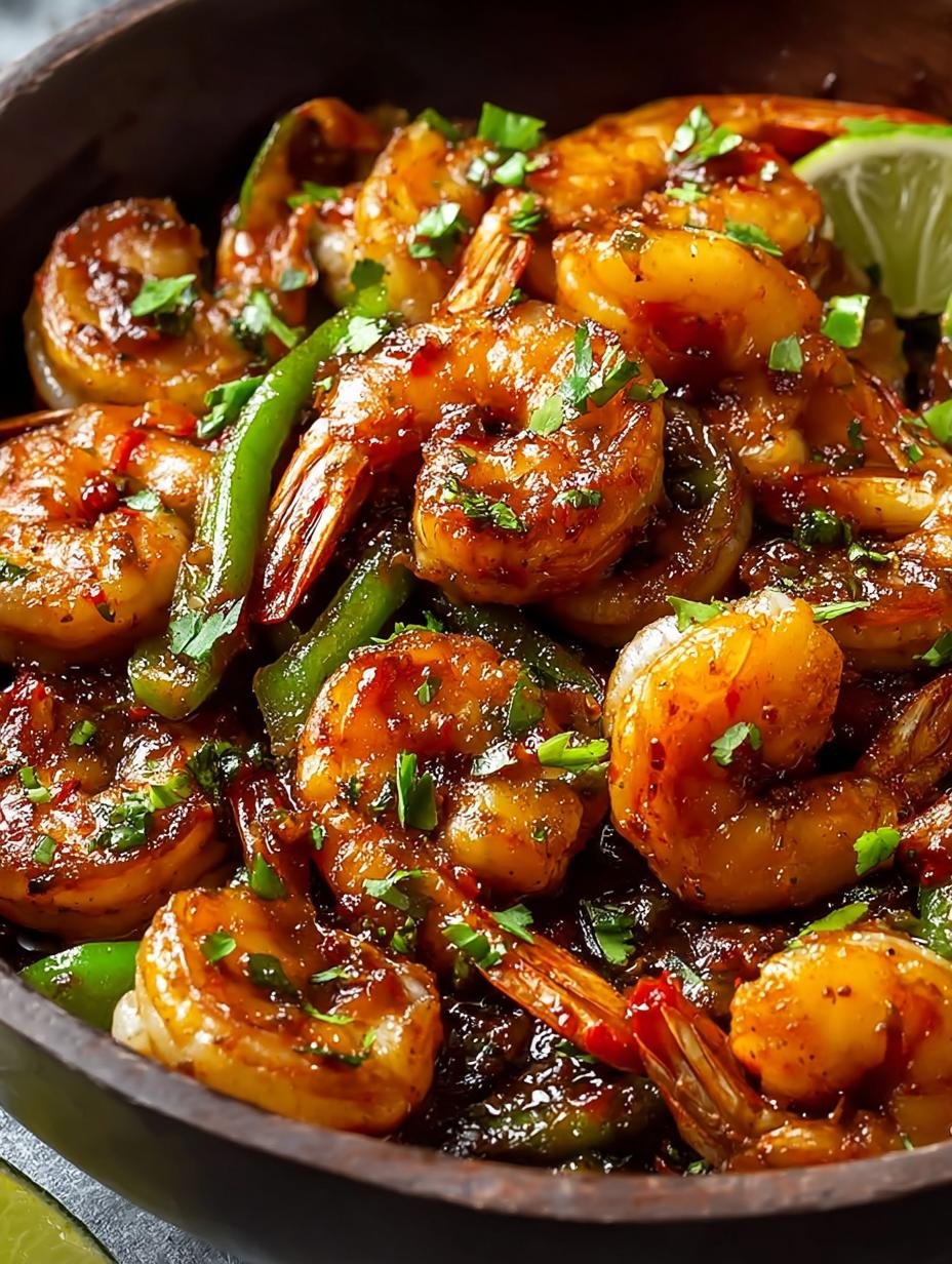 Garlic Chili Shrimp Stir: 5 Incredible Cooking Tips - A vibrant Garlic Chili Shrimp Stir dish with succulent pink shrimp, green snap peas, and red bell peppers, garnished with fresh cilantro, ready to be served.