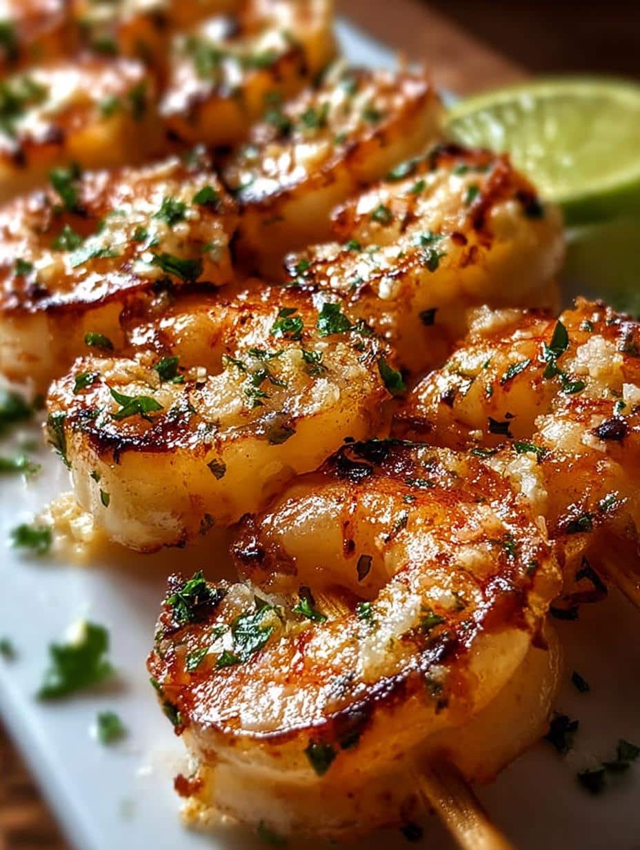 Garlic Parmesan Shrimp Skewers