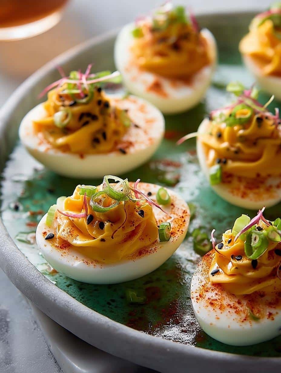 Kimchi Deviled Eggs with