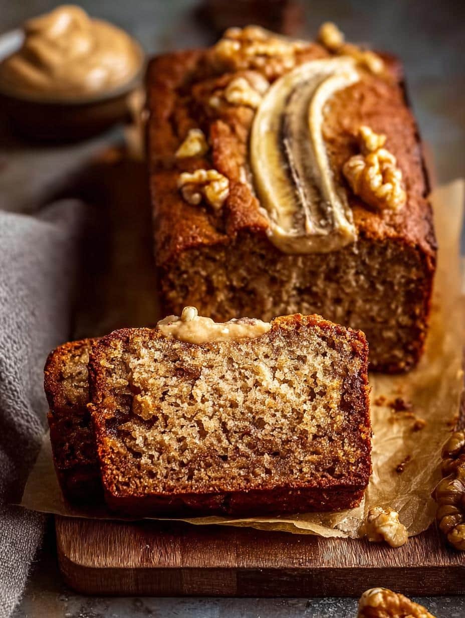 Deliciously moist Maple Banana Bread Incredible loaf, sliced and ready to serve, showcasing its perfect texture and golden-brown crust