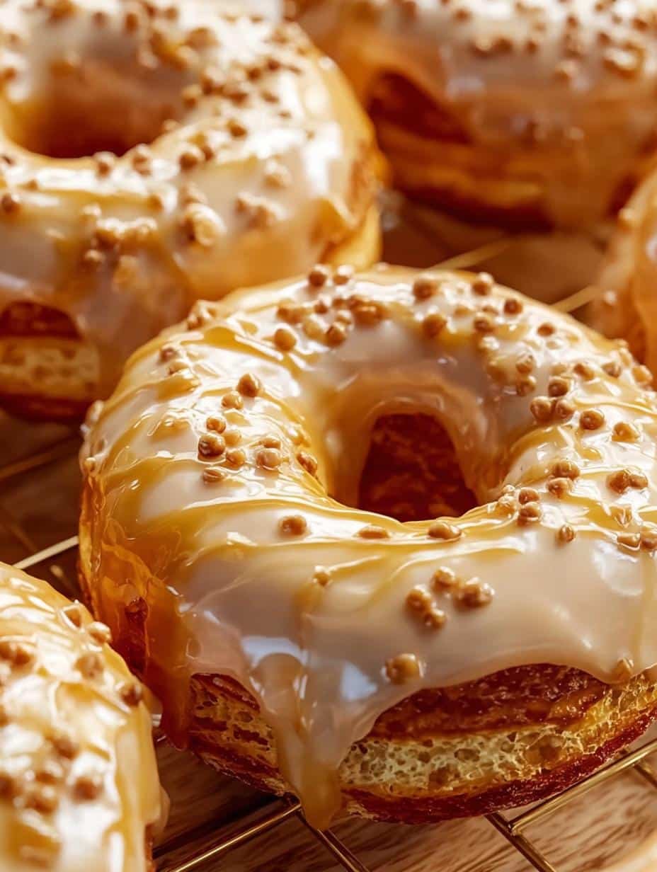 Irresistible homemade Maple Glazed Donuts stacked on a white plate, glistening with sweet maple glaze