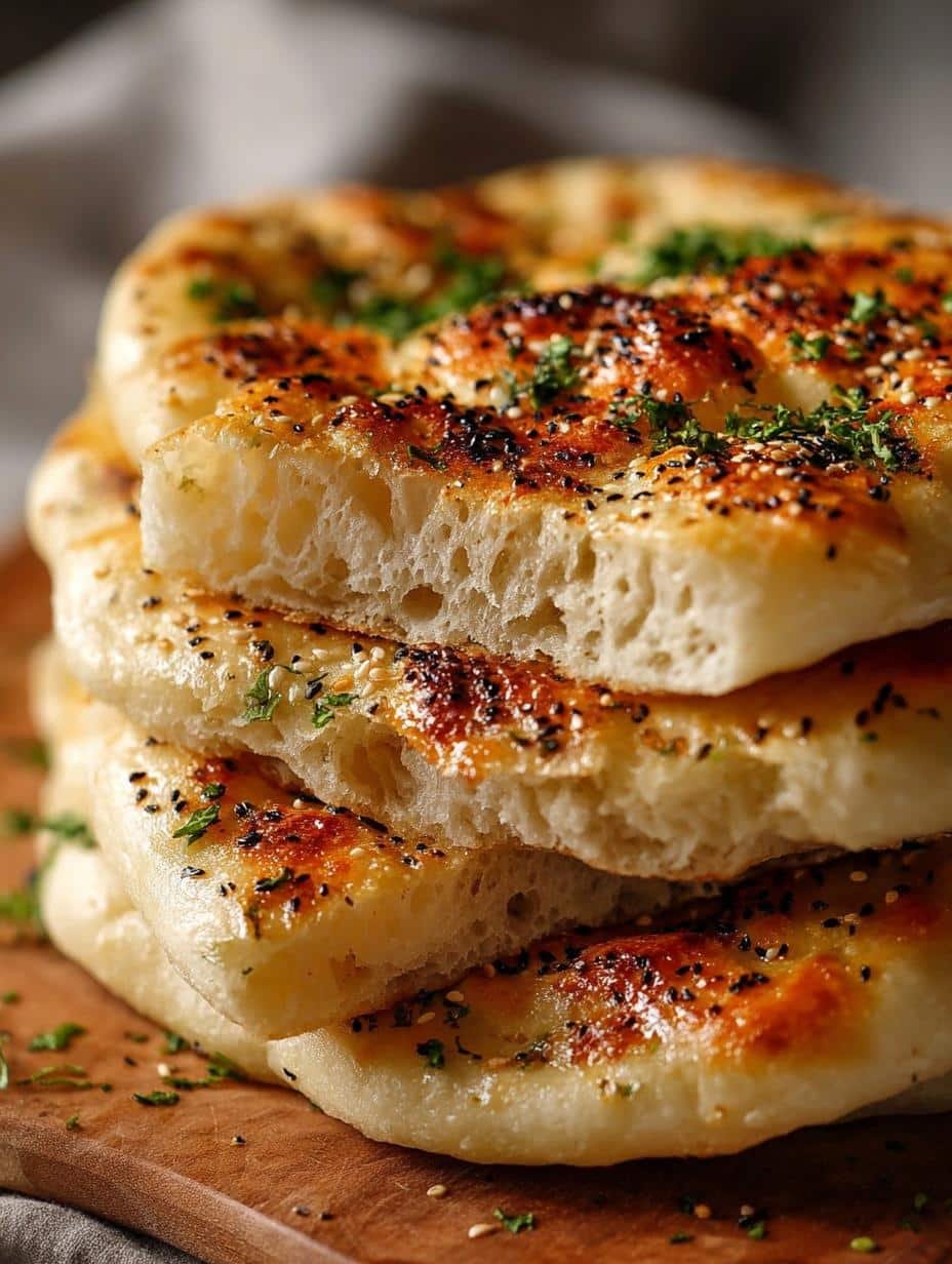 Close-up of soft and airy Oven Turkish Bread Bazlama, perfect for a meal