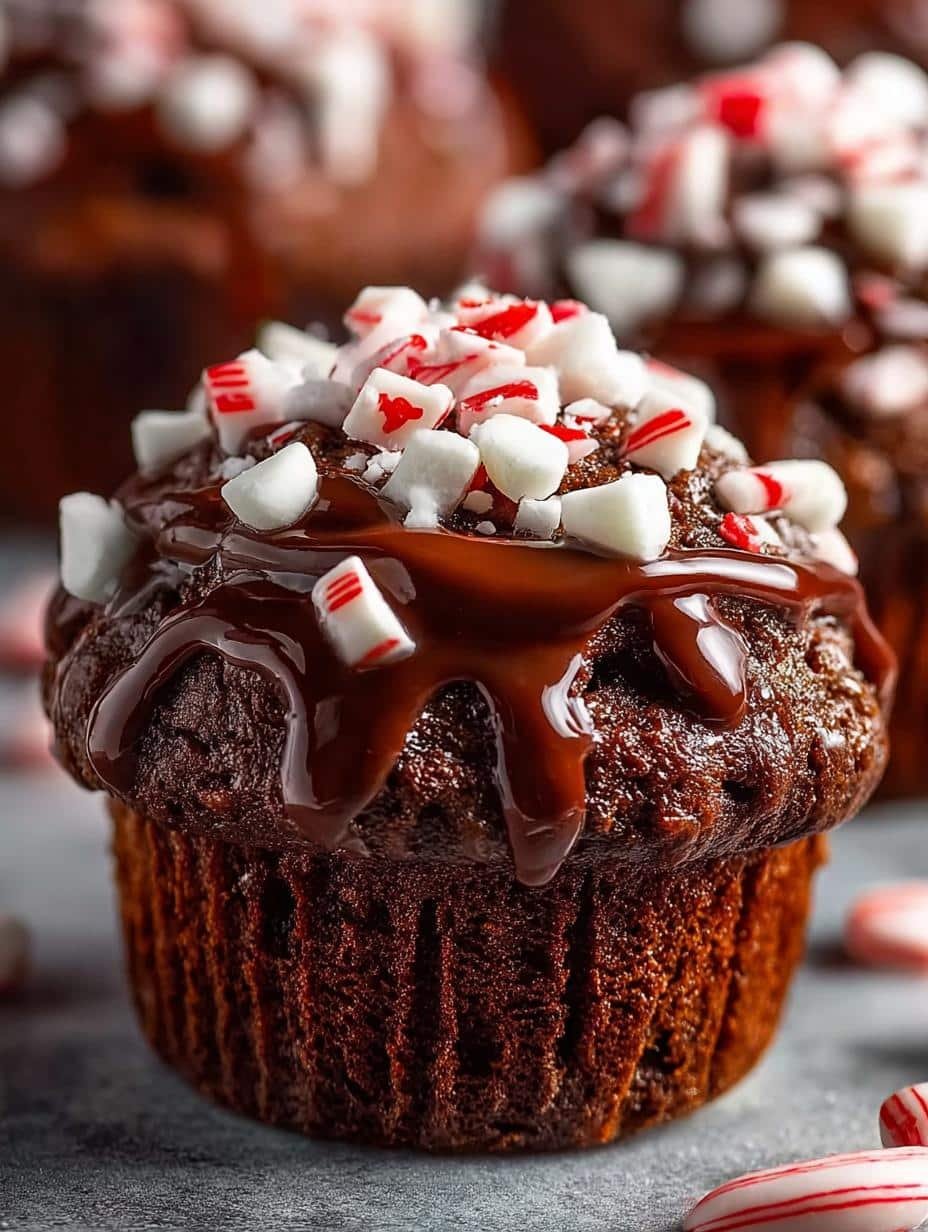 Peppermint Hot Chocolate Muffins