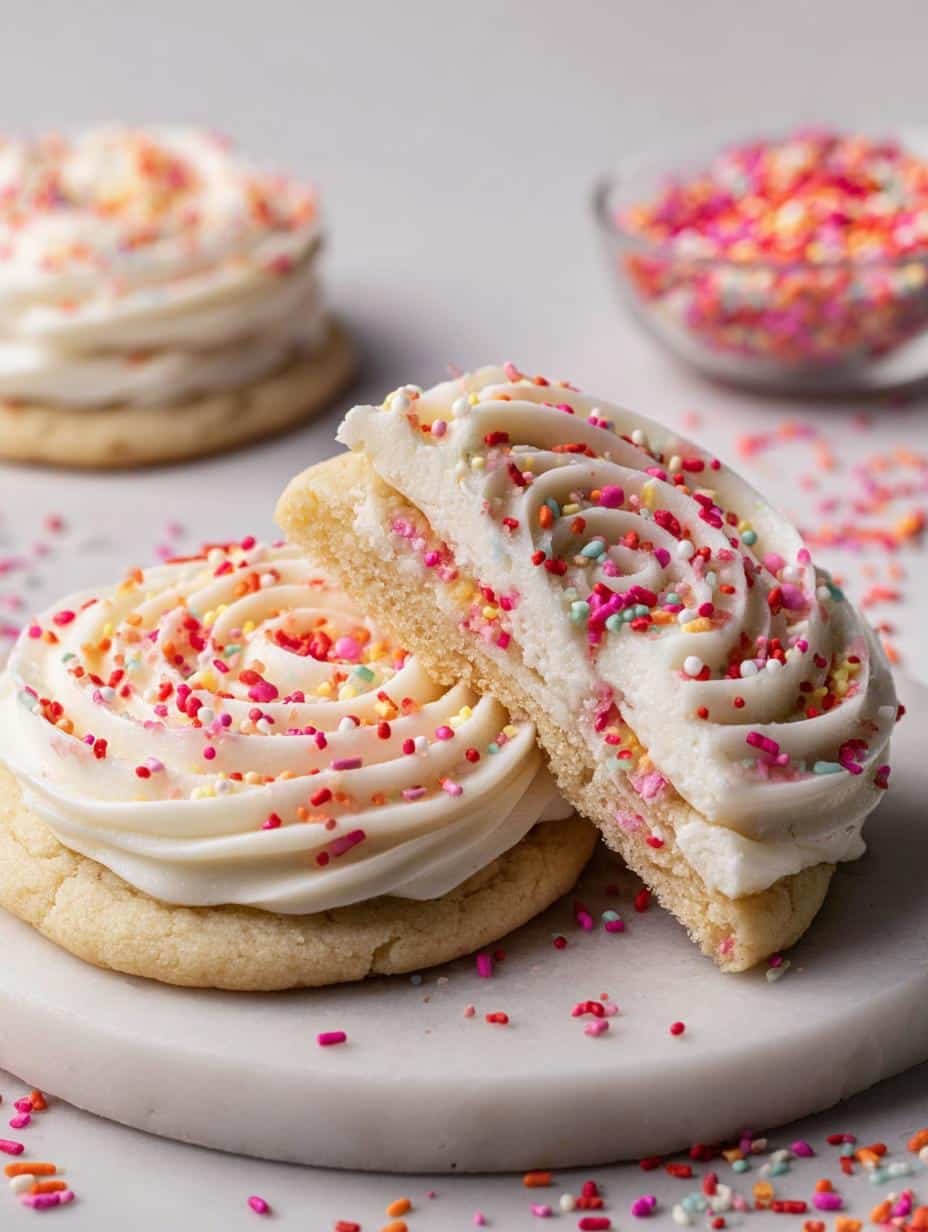 Soft Festive Valentine's Day: 7 Sweet Cookie Treats - Soft Festive Valentines Day - close-up of frosted cookies with sprinkles