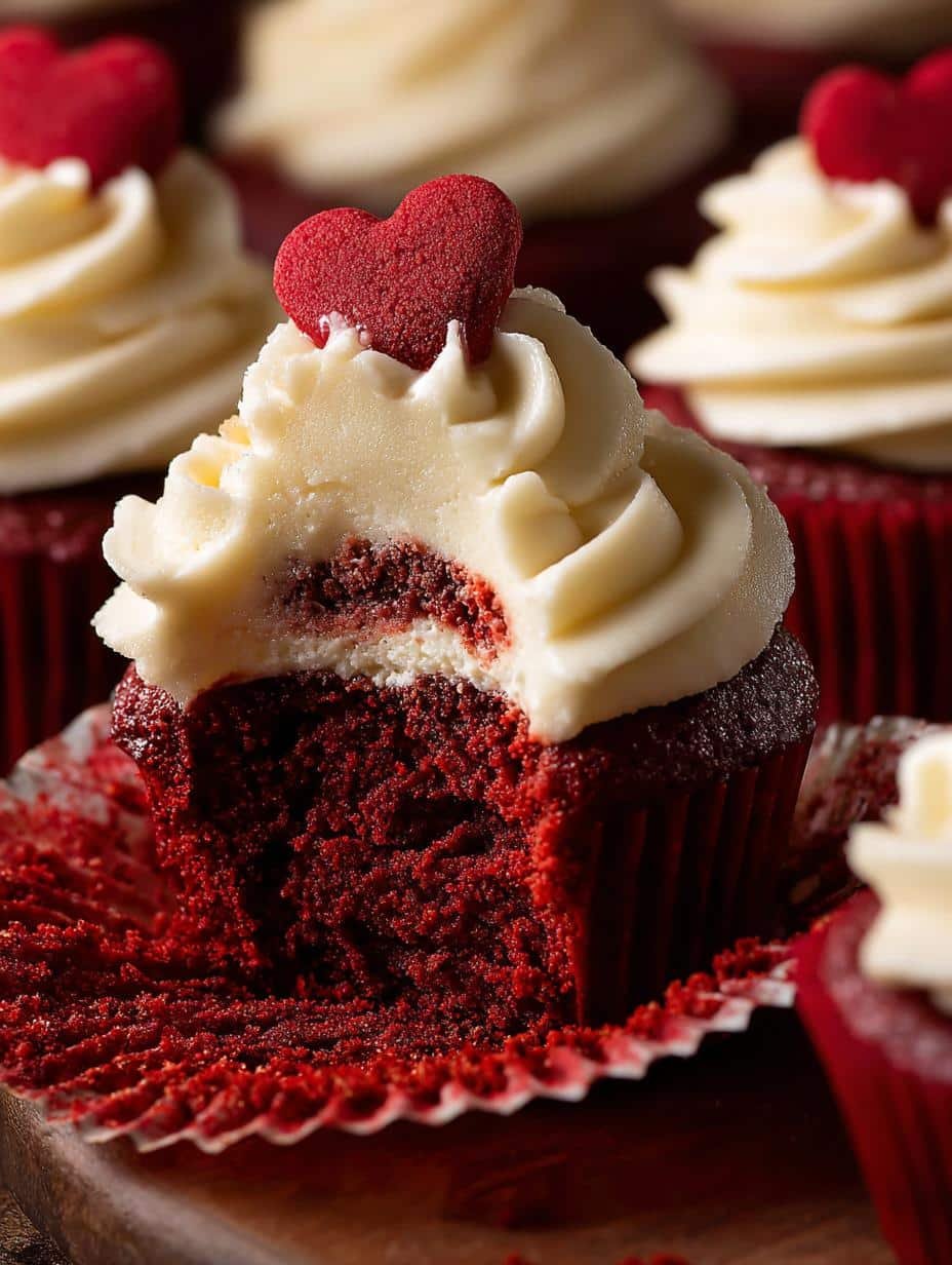 Delicious ?utm Source=rss&utm Medium=rss&utm Campaign=red Velvet Cupcakes with cream cheese frosting and heart chocolates, ready to be served