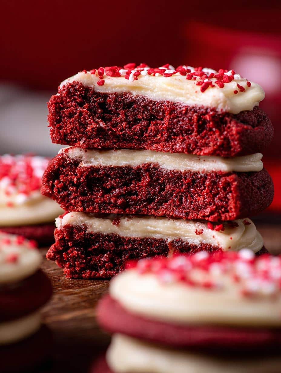 Close-up of a perfectly frosted ?utm Source=rss&utm Medium=rss&utm Campaign=red Velvet Cookie with heart sprinkles