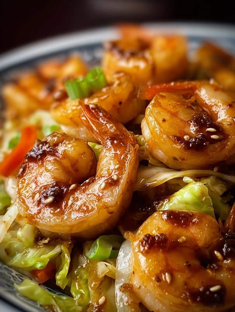 Delicious Asian Shrimp Cabbage Stir with succulent shrimp and crisp cabbage in a savory sauce