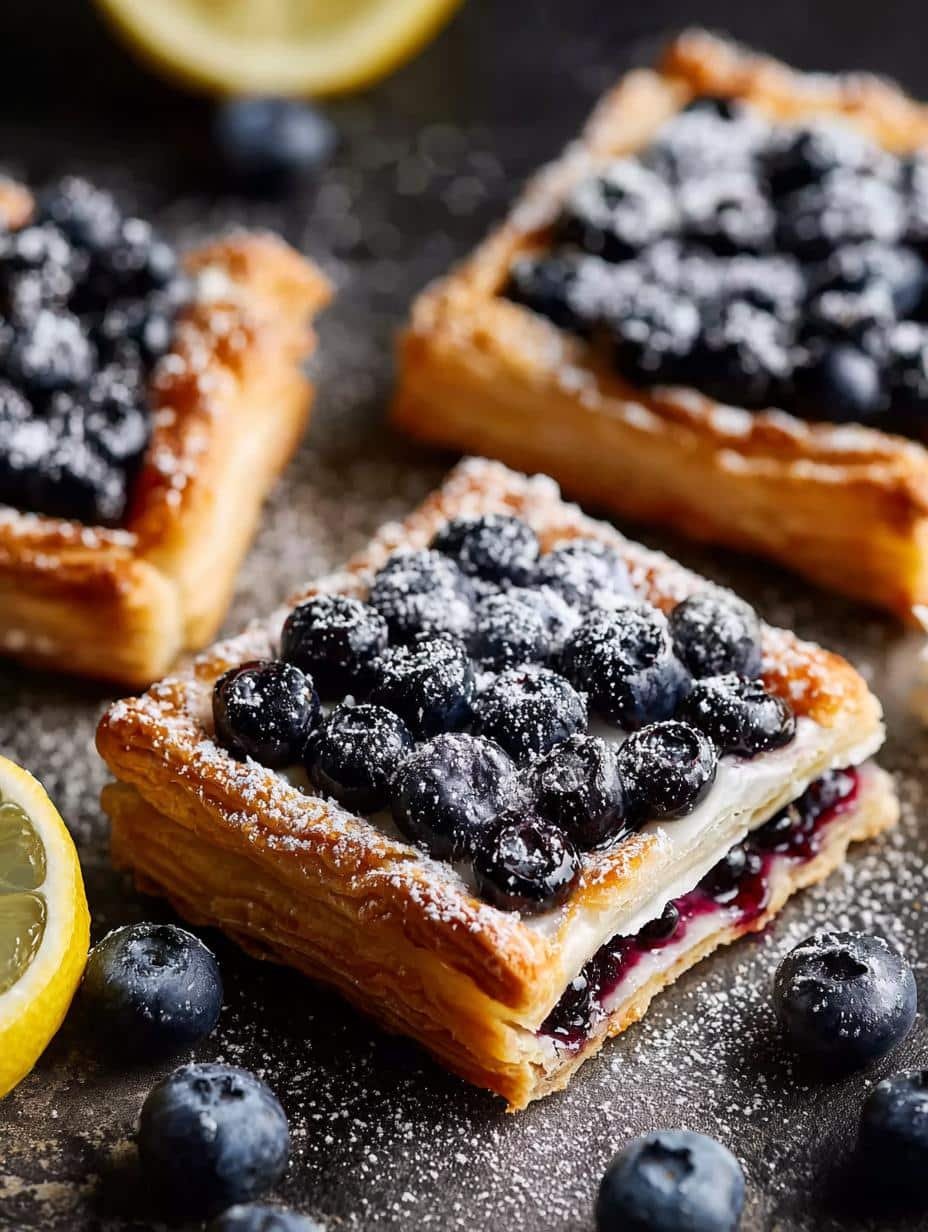 Blueberry Puff Pastry Tarts with Refreshing Lemon Glaze - additional detail
