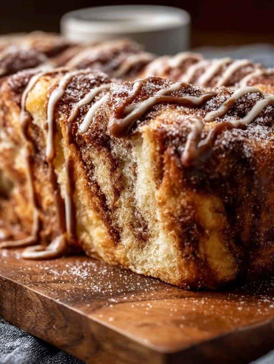Irresistible Dollywood Inspired Cinnamon Bread with vanilla glaze, ready to serve