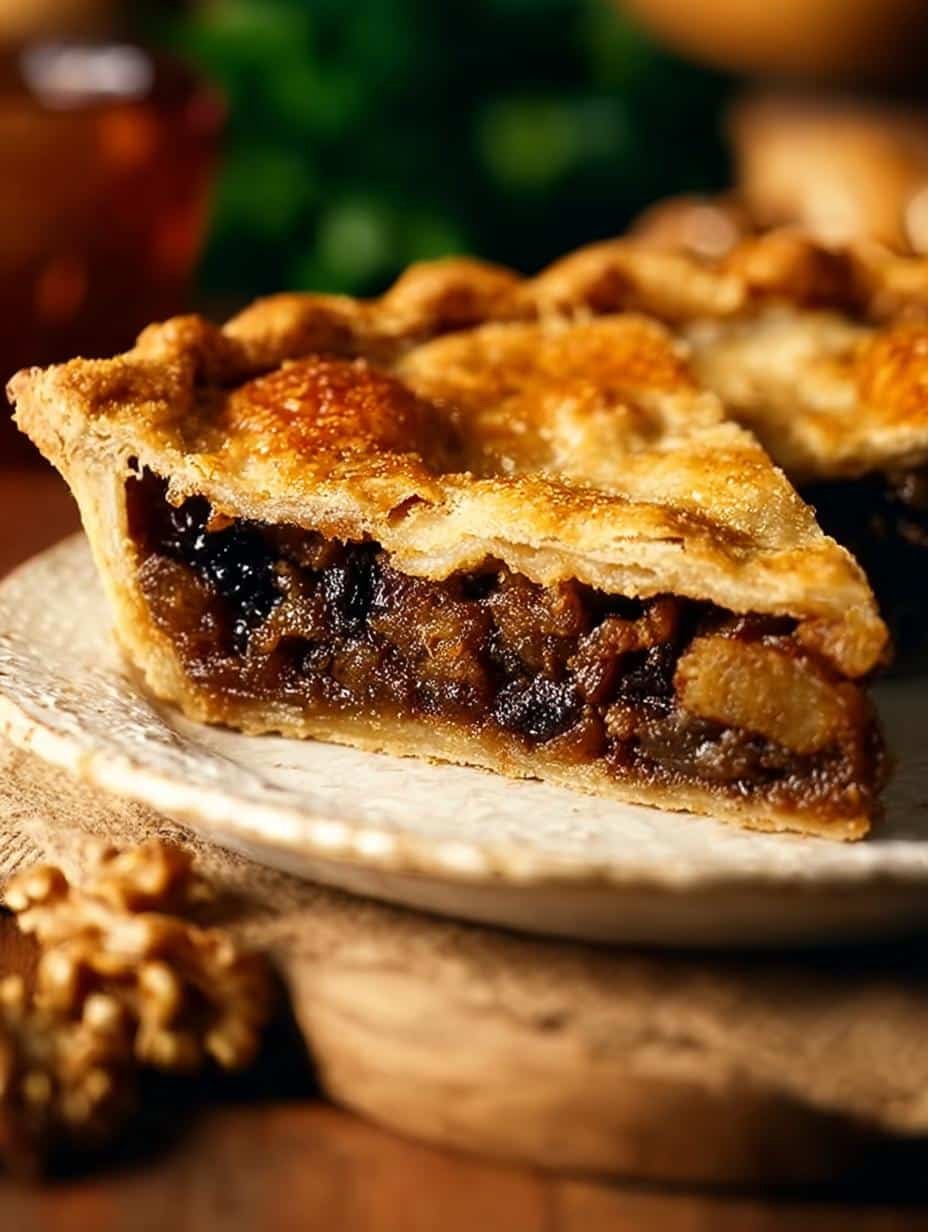 Old Time Mincemeat Pie: A Vintage Holiday Delight - A beautifully baked Old Time Mincemeat Pie, golden brown and ready to serve, showcasing its vintage charm.