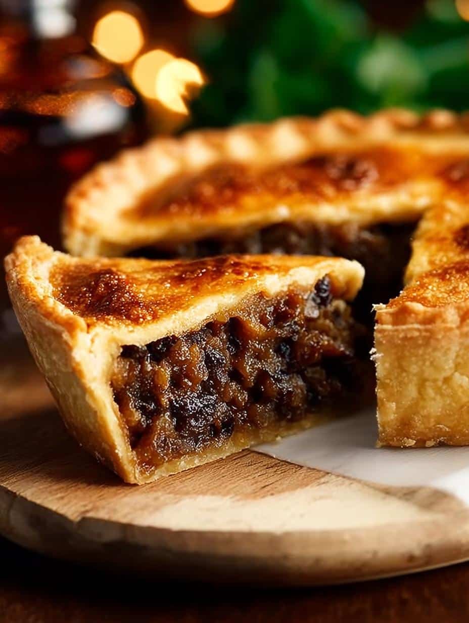 Old Time Mincemeat Pie: A Vintage Holiday Delight - A slice of Old Time Mincemeat Pie on a plate, revealing its rich, spiced fruit filling.