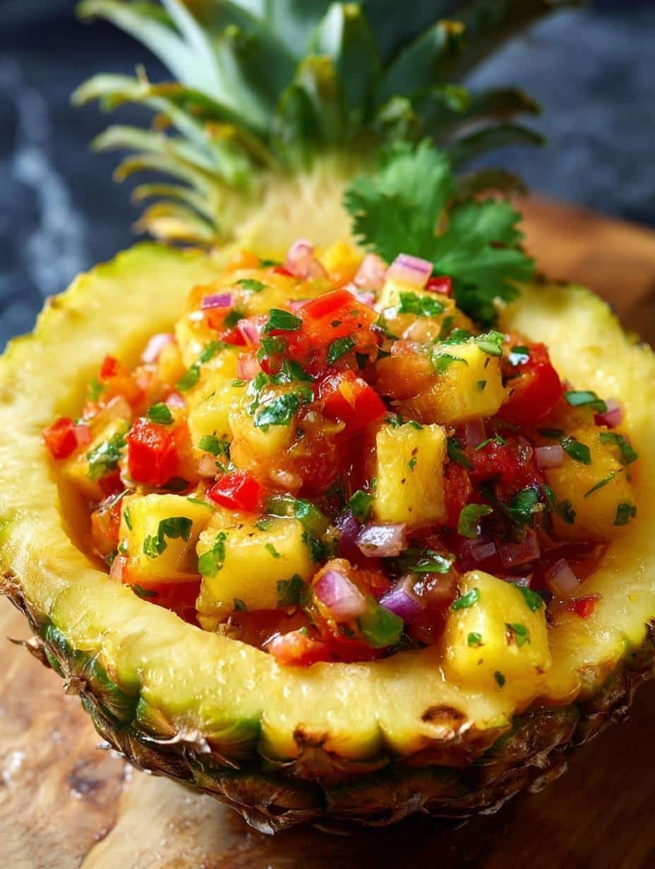 Delicious Pineapple Salsa Pineapple Bowl Recipe - Close-up of fresh Pineapple Salsa ingredients