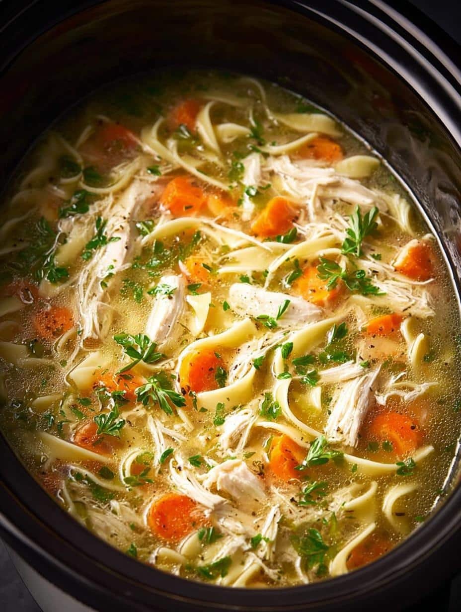Slow Cooker Chicken Noodle: 8 Hours to Comforting Bliss - Slow Cooker Chicken Noodle - main visual representation