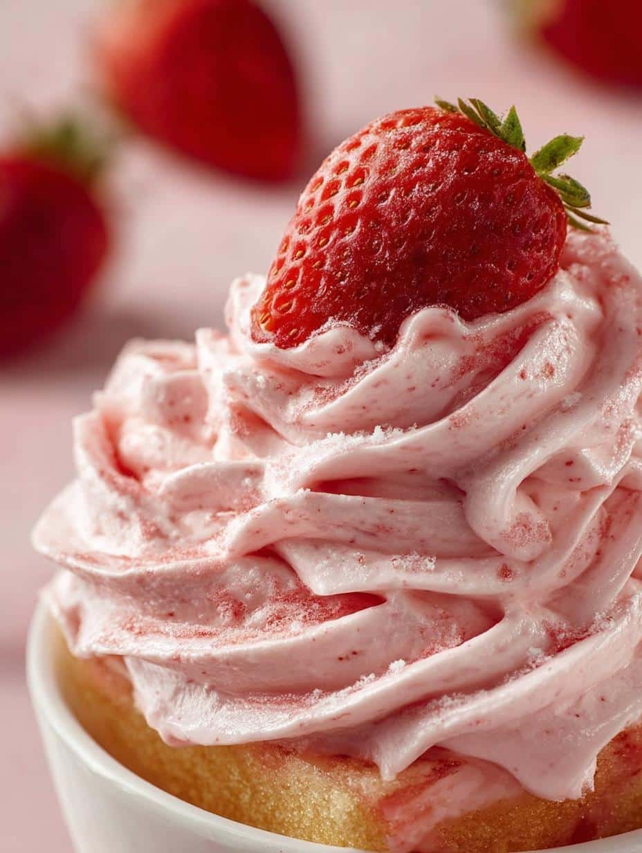 Sweet Strawberry Whipped Cream dolloped on fresh berries, a perfect light dessert